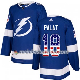 Tampa Bay Lightning Ondrej Palat 18 Adidas 2017-2018 Blau USA Flag Fashion Trikot Authentic - Herren